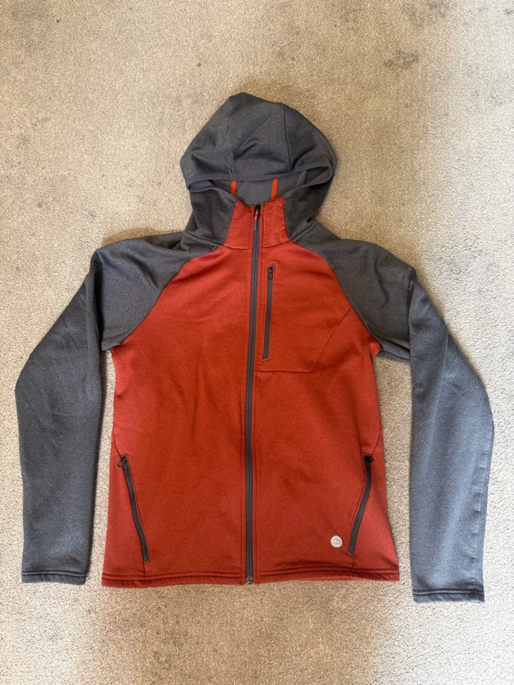 L L Bean Grey Orange Slightly Fitted Full Zip Jacket Size S